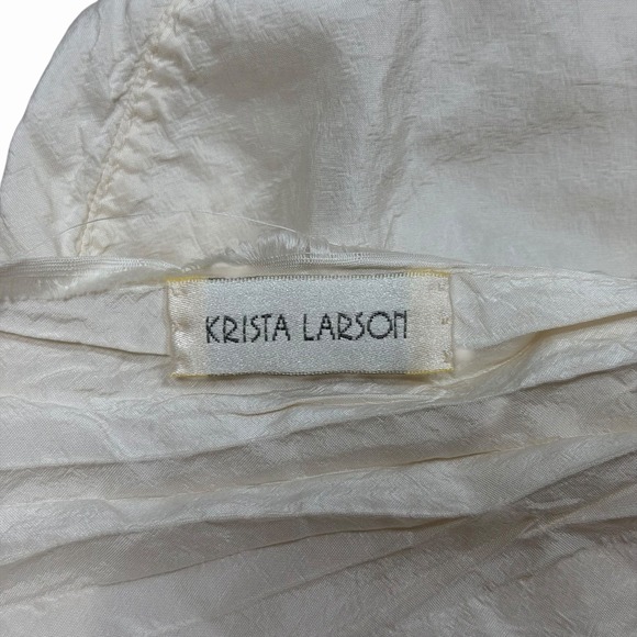 Krista Larson 100% Silk Cream Ivory Shirt Blouse OS Made in USA - Picture 15 of 16